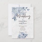 Blue waterverf floral bruiloft kaart (Voorkant)