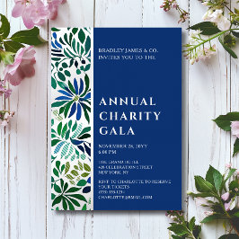 Blue Waterverf Floral Charity Event Gala Party Folie Uitnodiging