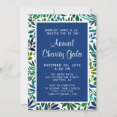 Blue Waterverf Floral Charity Event Gala Party Kaart (Voorkant)