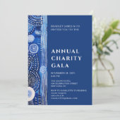 Blue Waterverf Floral Charity Event Gala Party Kaart (Staand voorkant)
