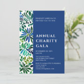 Blue Waterverf Floral Charity Event Gala Party Kaart (Staand voorkant)