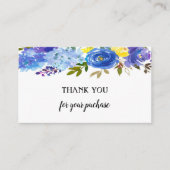 Blue Waterverf Floral Hartelijk dank voor uw aanko Informatiekaartje (Voorkant)