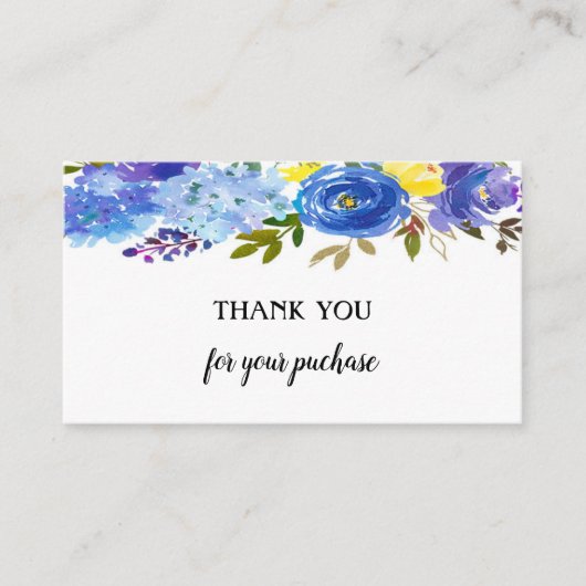 Blue Waterverf Floral Hartelijk dank voor uw aanko Informatiekaartje (Voorkant)