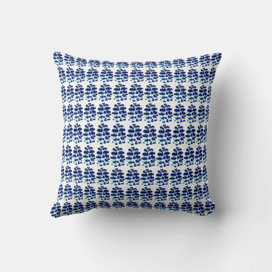 Blue Waterverf Floral Pattern Scatter Cushion Kussen (Achterkant)