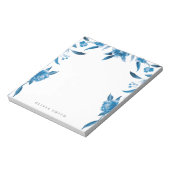 Blue waterverf floral Personalized Stationery Notitieblok (Linkerzijde)