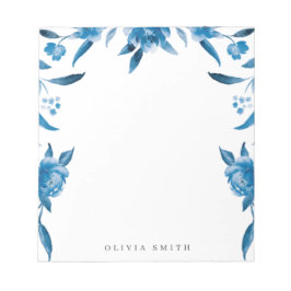 Blue waterverf floral Personalized Stationery Notitieblok