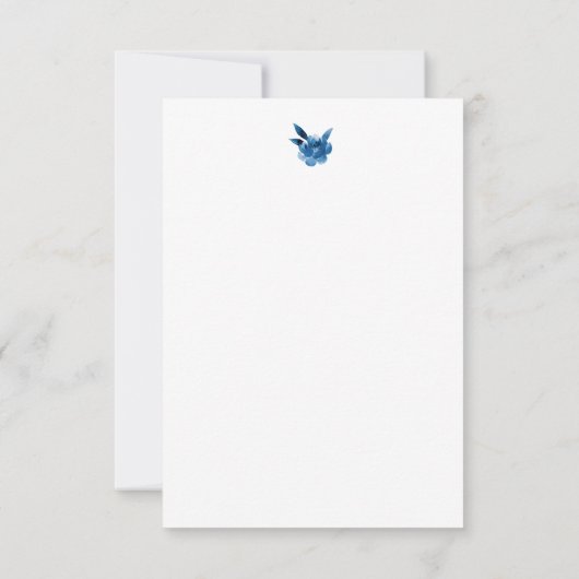 Blue waterverf floral Personalized Stationery Notitiekaartje (Achterkant)