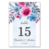Blue Waterverf Floral Personalized Wedding Kaart (Achterkant)