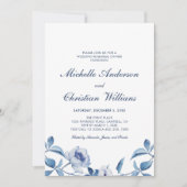 Blue Waterverf Floral Rehearings Kaart (Voorkant)