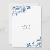 Blue Waterverf Floral Rehearings Kaart (Achterkant)