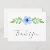 Blue Waterverf Floral Swag Hartelijk dank Bedankkaart (Voorkant / Achterkant)