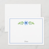 Blue Waterverf Floral Swag Note Card Notitiekaartje (Voorkant / Achterkant)