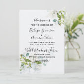 Blue Waterverf Floral Vine Wedding Invitation Kaart (Staand voorkant)