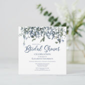 Blue Waterverf Floral Vines Vrijgezellenfeest Kaart (Staand voorkant)