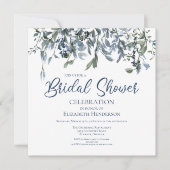 Blue Waterverf Floral Vines Vrijgezellenfeest Kaart (Voorkant)