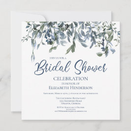 Blue Waterverf Floral Vines Vrijgezellenfeest Kaart