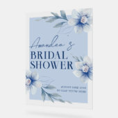 Blue Waterverf Floral Vrijgezellenfeest Welkom Acryl Bord (Hoek)