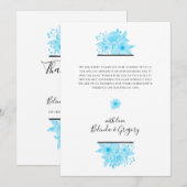 Blue Waterverf Floral Weddenschap Hartelijk dank Bedankkaart (Voorkant / Achterkant)