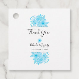 Blue Waterverf Floral Wedding Gift Bedankjes Labels