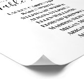 Blue waterverf floral Wedding Seating Chart Poster (Hoek)