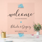 Blue Waterverf Floral Wedding Welcome Sign Acryl Bord (Huwelijk)