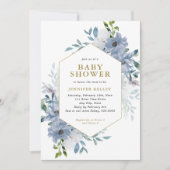 Blue Waterverf Flower Bouquet Baby shower Kaart (Voorkant)