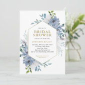 Blue Waterverf Flower Bouquet Vrijgezellenfeest Kaart (Staand voorkant)