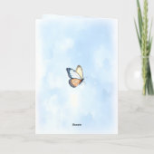 Blue Waterverf Flower Butterfly Happy Birthday Kaart (Achterkant)