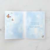 Blue Waterverf Flower Butterfly Happy Birthday Kaart (Binnen)
