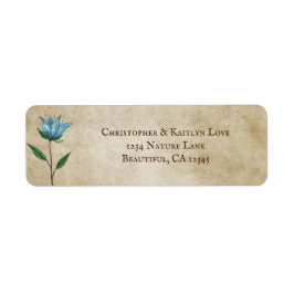 Blue Waterverf Flower  Floral Address Etiket