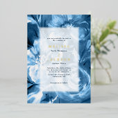 Blue Waterverf flower Wedding Folie Uitnodiging (Staand Voorkant)