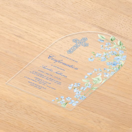 Blue Waterverf Flowers Arch bevestiging Acryl Uitnodigingen (Laagn)