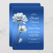 Blue Waterverf Flowers Bridal Shower Invitation