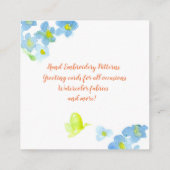 Blue Waterverf Flowers Butterfly Vierkante Visitekaartje (Achterkant)