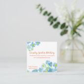 Blue Waterverf Flowers Butterfly Vierkante Visitekaartje (Staand voorkant)