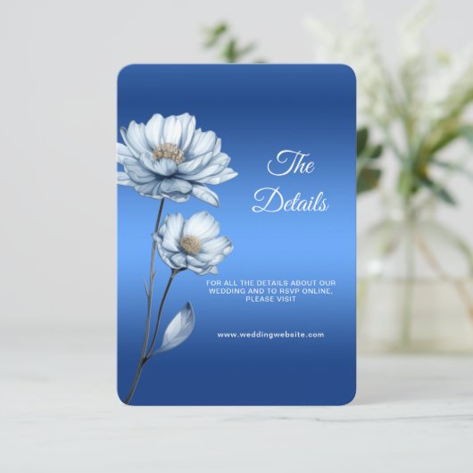 Blue Waterverf Flowers Detail Enclosure Kaart (Staand voorkant)