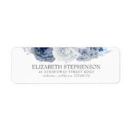 Blue Waterverf Flowers Elegant Etiket