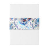 Blue Waterverf Flowers Feathers Romantische bruilo Uitnodigingen Wikkel (Achterkant Voorbeeld)