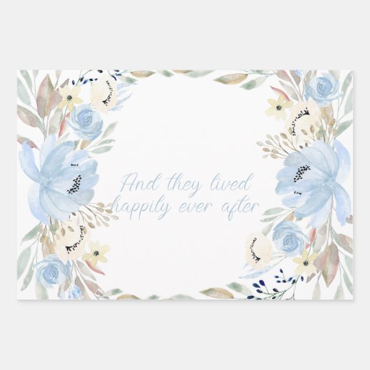 Blue Waterverf Flowers Lijst gepersonaliseerd Inpakpapier Vel (Voorkant 2)