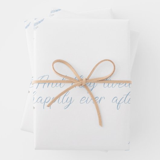 Blue Waterverf Flowers Lijst gepersonaliseerd Inpakpapier Vel (In situ)