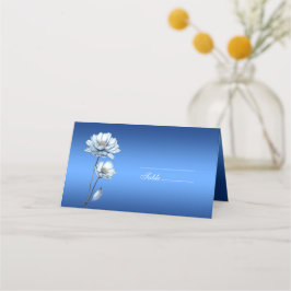 Blue Waterverf Flowers Place Card Plaatskaartje