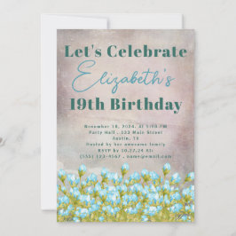 Blue Waterverf Flowers Rustic Background Kaart