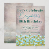 Blue Waterverf Flowers Rustic Background Kaart (Voorkant / Achterkant)