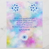 Blue Waterverf Flowers Vrijgezellenfeest Bingo Flyer (Achterkant)