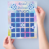 Blue Waterverf Flowers Vrijgezellenfeest Bingo Flyer (Hand)