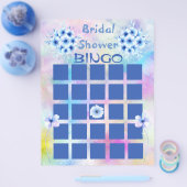 Blue Waterverf Flowers Vrijgezellenfeest Bingo Flyer (Enkel)