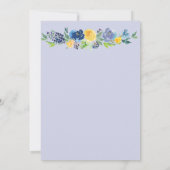 Blue Waterverf Flowers Wedding Invitation Kaart (Achterkant)
