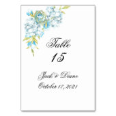 Blue Waterverf Flowers Wedding Kaart (Achterkant)