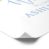 Blue Waterverf Flowers Wedding Welcome Poster (Hoek)