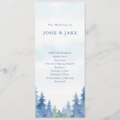 Blue Waterverf Forest Serene bruiloft Programmakaart (Voorkant)